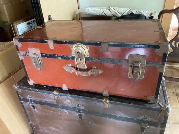 アンティーク 鍵付きトランク／ボックス 収納 衣装ケース