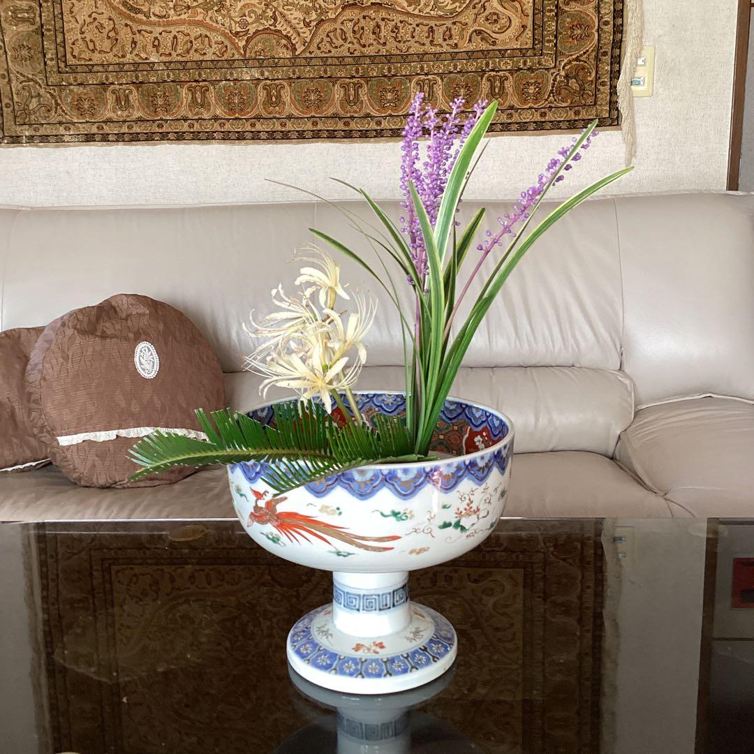 A1030 古伊万里　染錦手　見込宝船　鳳凰紋様　盃洗　　1客（箱付）