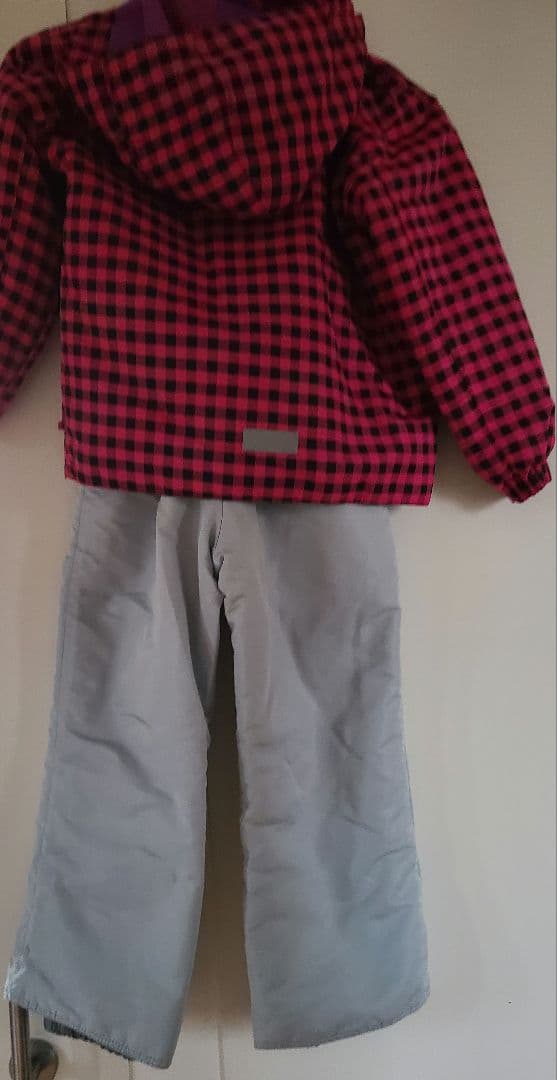 IGNIO 子ども用スキーウェア ピンク/黒チェック上下セット120cm2セット