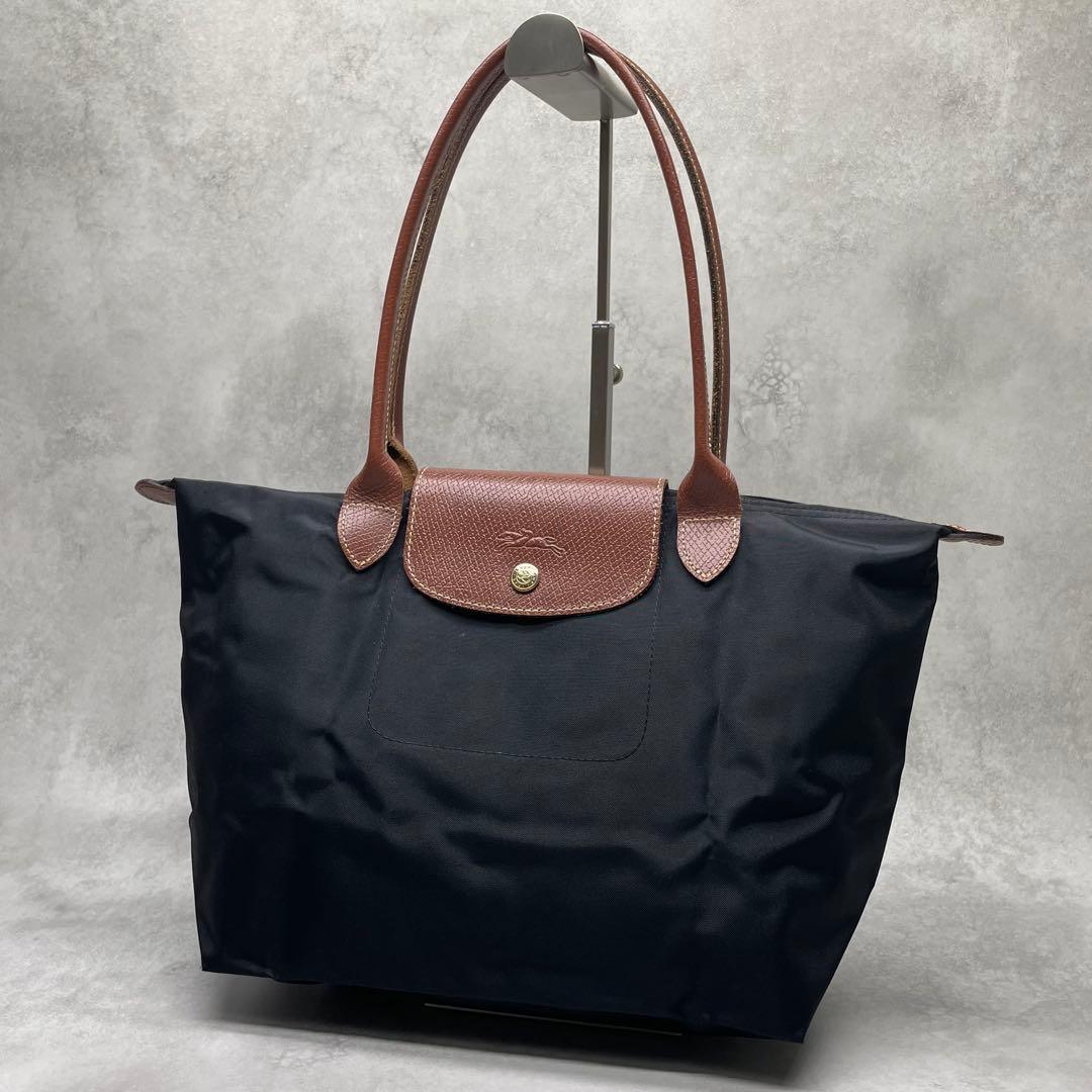 美品✨ロンシャン プリアージュ M トートバッグ ナイロン×レザー 肩掛け 黒