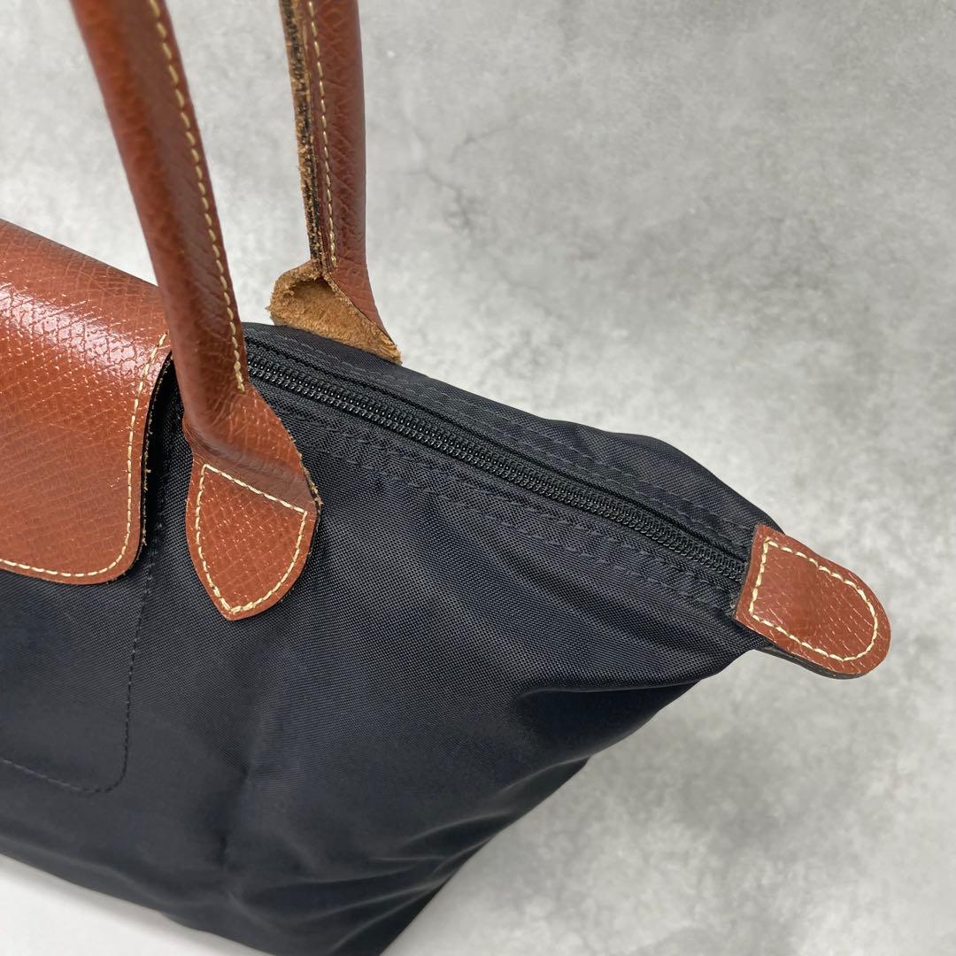 美品✨ロンシャン プリアージュ M トートバッグ ナイロン×レザー 肩掛け 黒