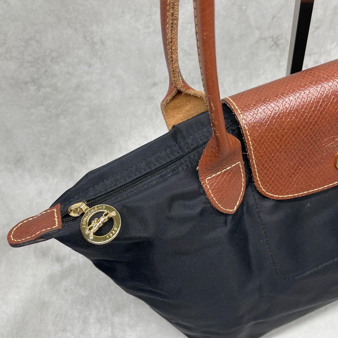 美品✨ロンシャン プリアージュ M トートバッグ ナイロン×レザー 肩掛け 黒