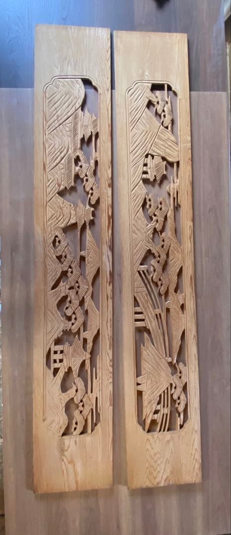彫刻欄間2枚1組⓴