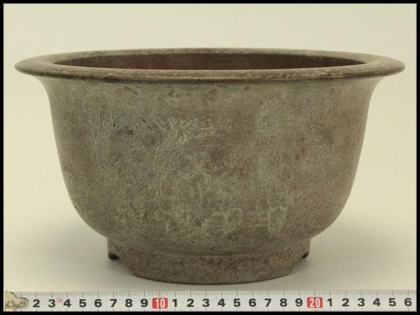 中国美術 朱泥 植木鉢 蘭鉢 園芸(BB451)