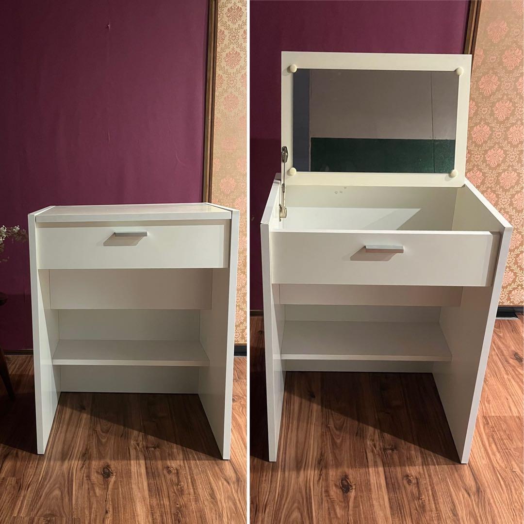 ドレッサー 鏡台 机 テーブル ホワイト 姫系 白 ロココ調 インテリア 収納式