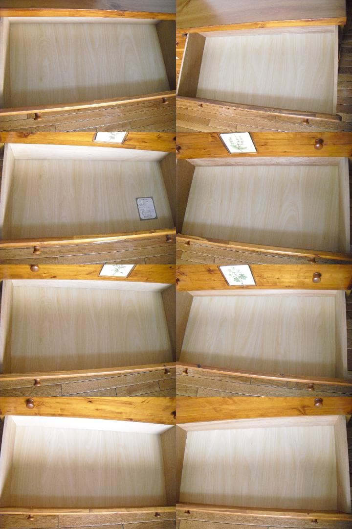 大型４段８杯チェスト☆綺麗な杢目・クラシカルな花タイル貼☆サイドボード・テレビ台