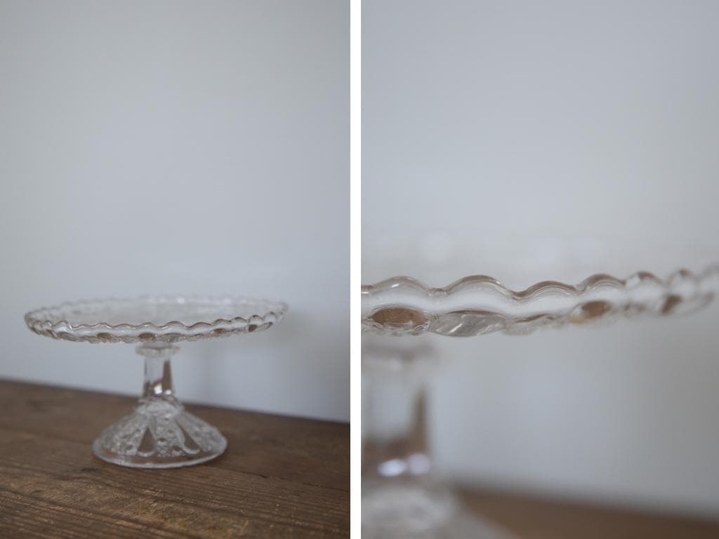 英国アンティークガラス製コンポート/ケーキスタンド/食器飾り棚(84-194-3