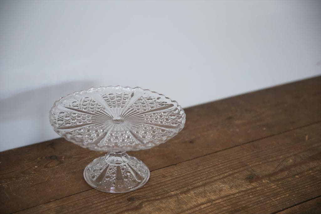 英国アンティークガラス製コンポート/ケーキスタンド/食器飾り棚(84-194-3