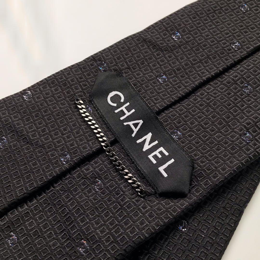 CHANEL 幾何学模様 ネクタイ 黒
