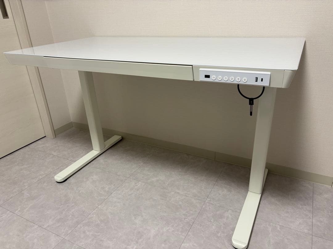 電動昇降テーブル　ホワイト