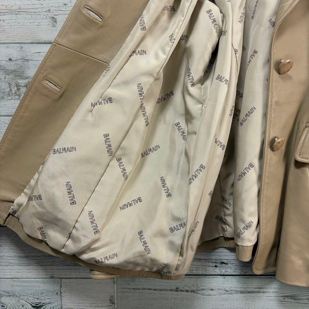 ☆最高級☆バルマン　レザージャケット　テーラードジャケット　ラムレザー&シルク