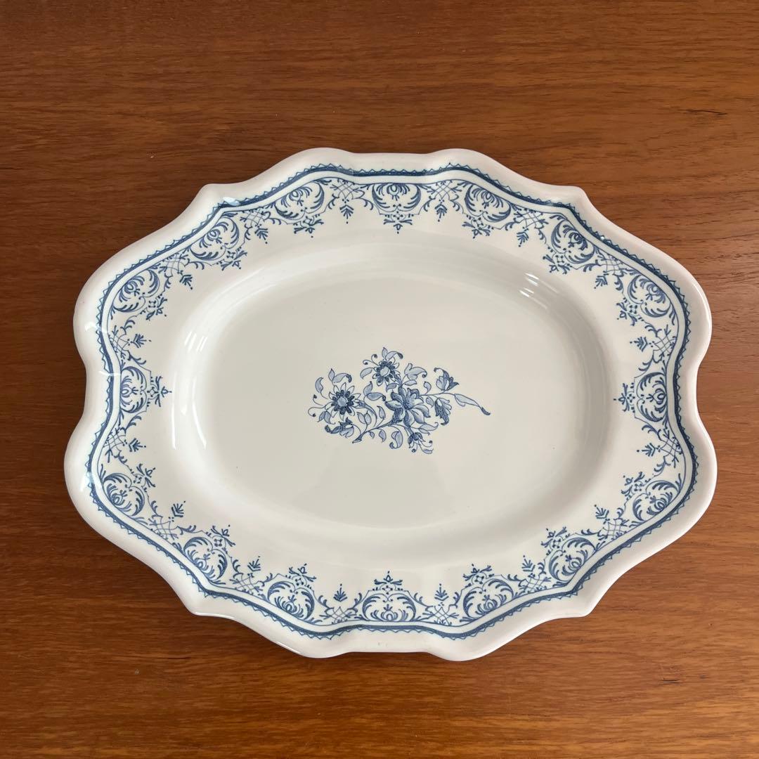 フランス ムスティエ 花リム 花柄 プレート