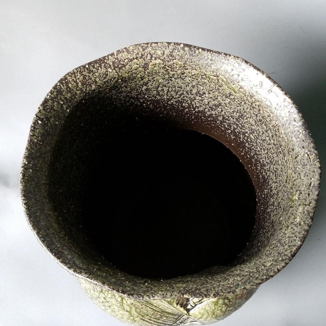 大容量‼️信楽焼傘立て  黒ビードロ 高さ４７cm