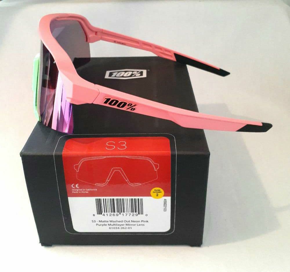100% S3 ネオンピンク パープルミラーレンズ