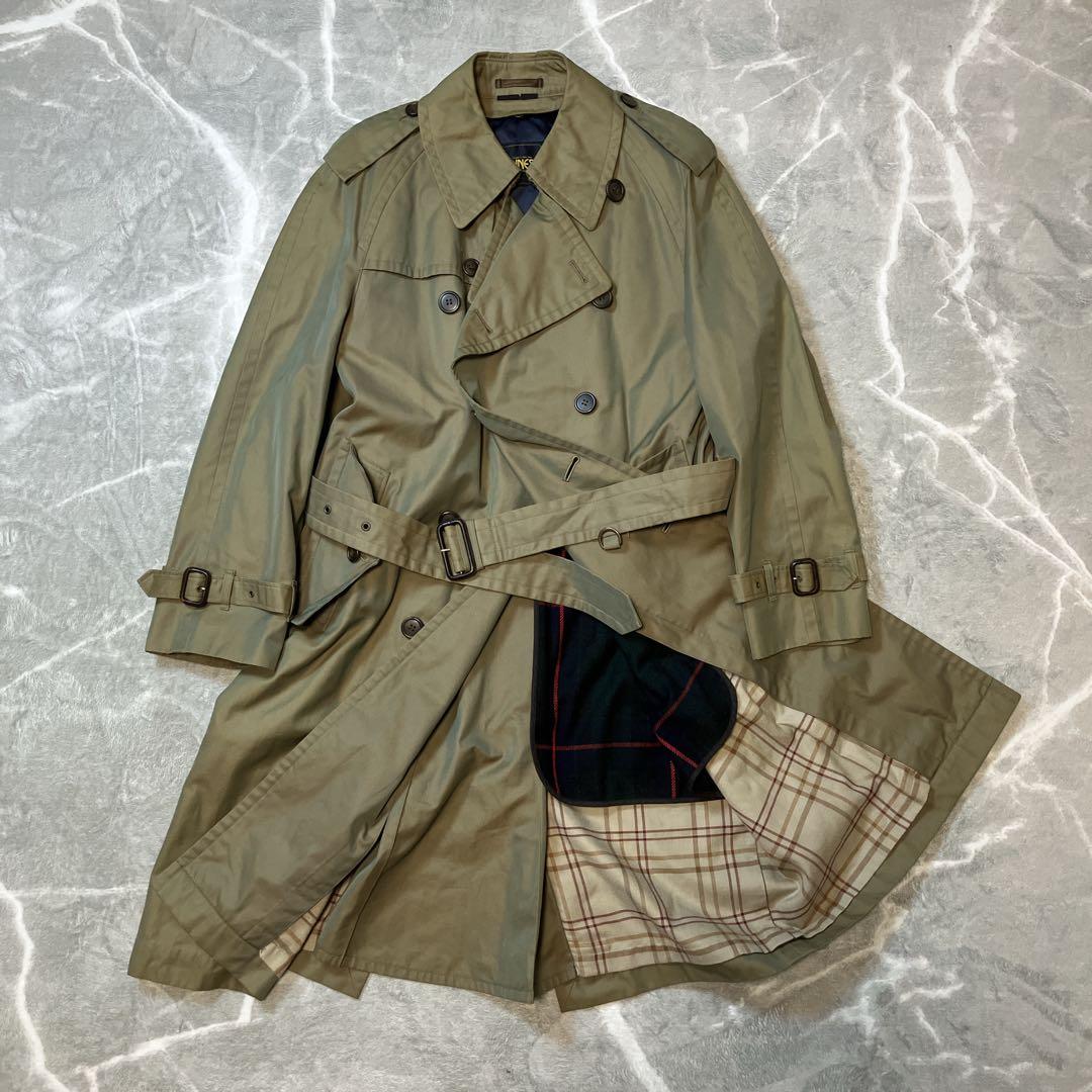 【美品】KENNES トレンチコート ライナー付き 玉虫色 裏地 チェック L