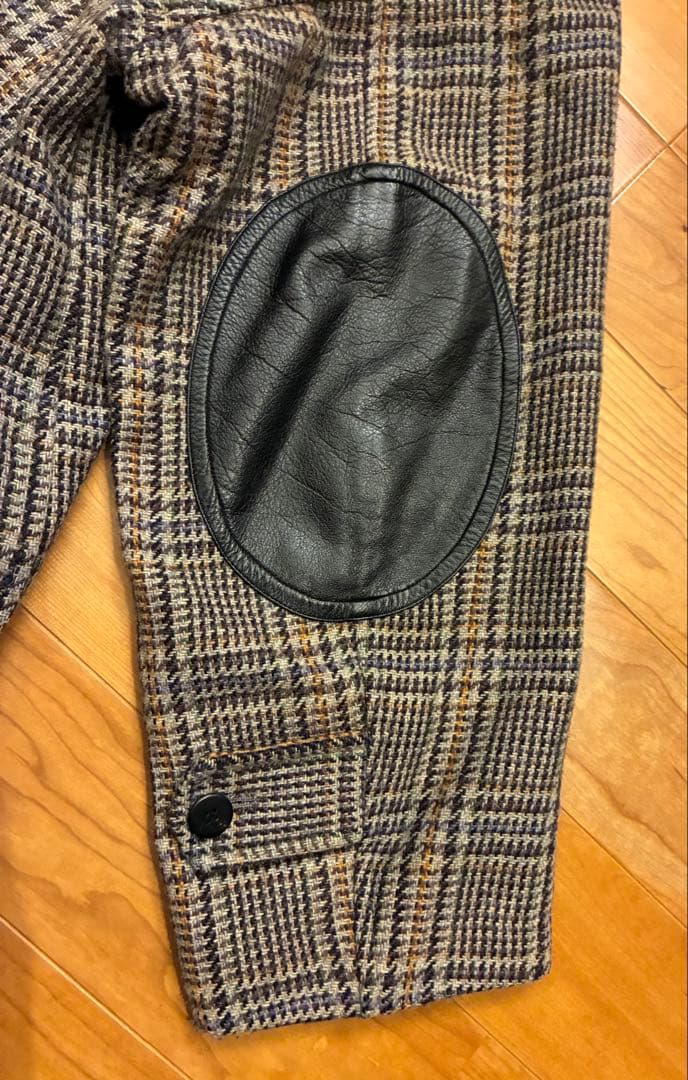 希少　I.S. イッセイミヤケ チェック柄 ウールコート エルボーパッチ　M