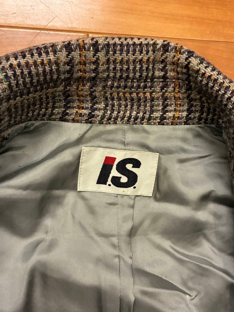 希少　I.S. イッセイミヤケ チェック柄 ウールコート エルボーパッチ　M