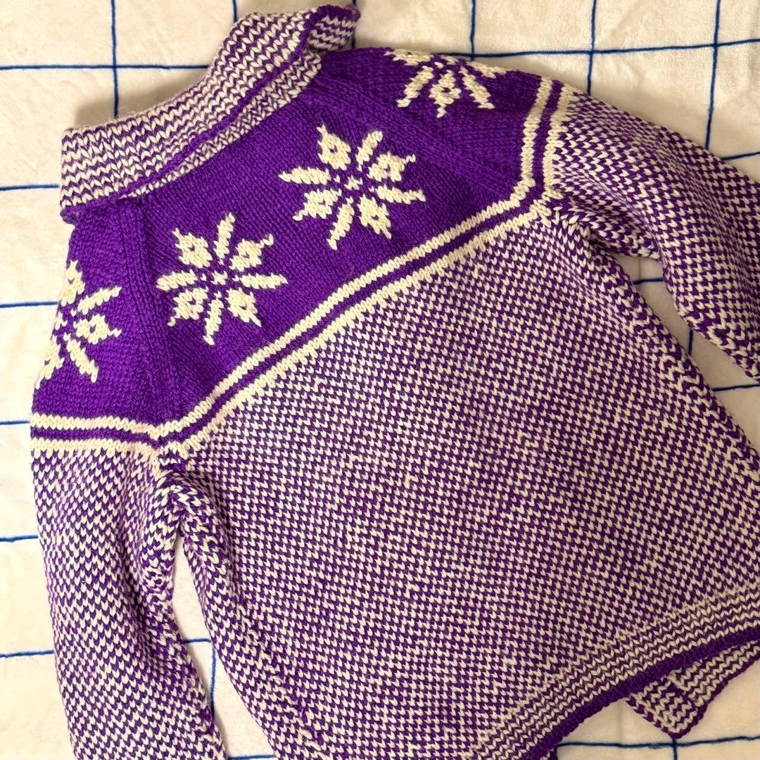 インバーアラン　スコットランド製　雪柄カーディガン　茶タグINVERALLAN