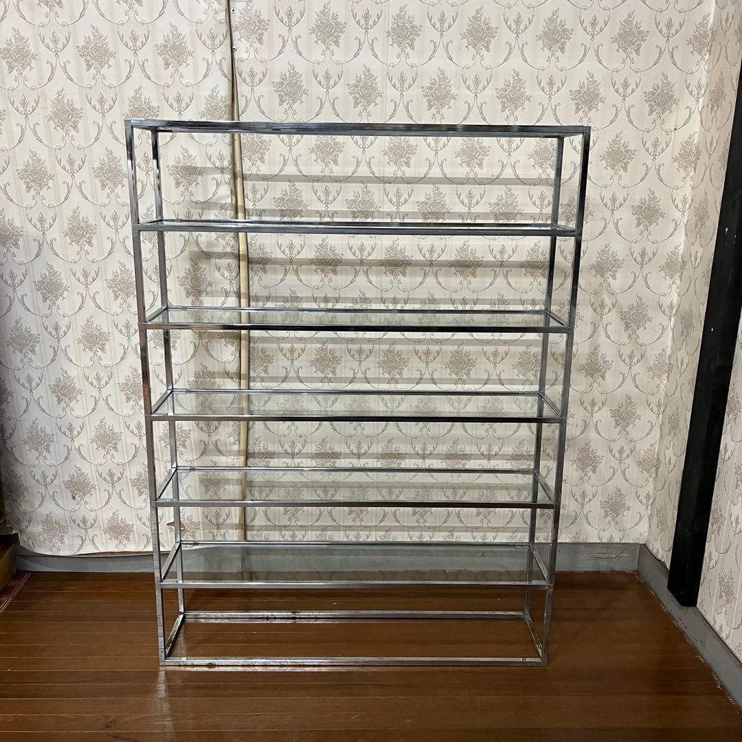【インダストリアル】アイアンフレーム 5段 ガラスラック 飾り棚 シェルフ