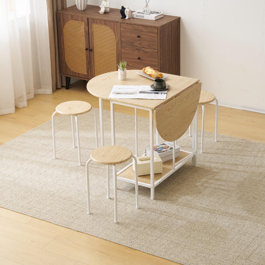 折りたたみダイニング5点セット｜おしゃれ 木目調北欧風 食卓セットNATURAL