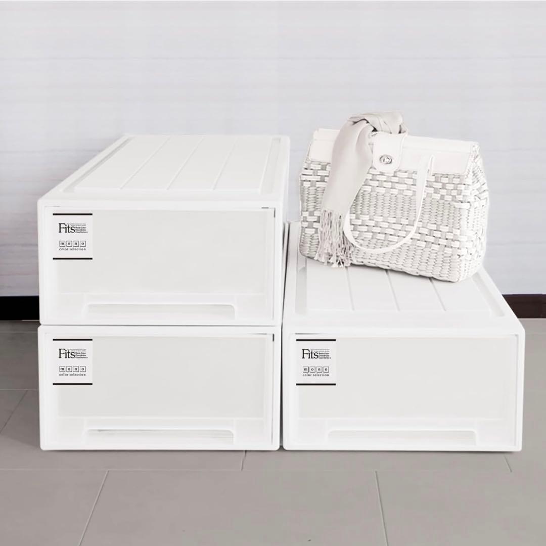 Fits フィッツ 衣装ケース モノMONO ホワイト L-53 ×3個セット