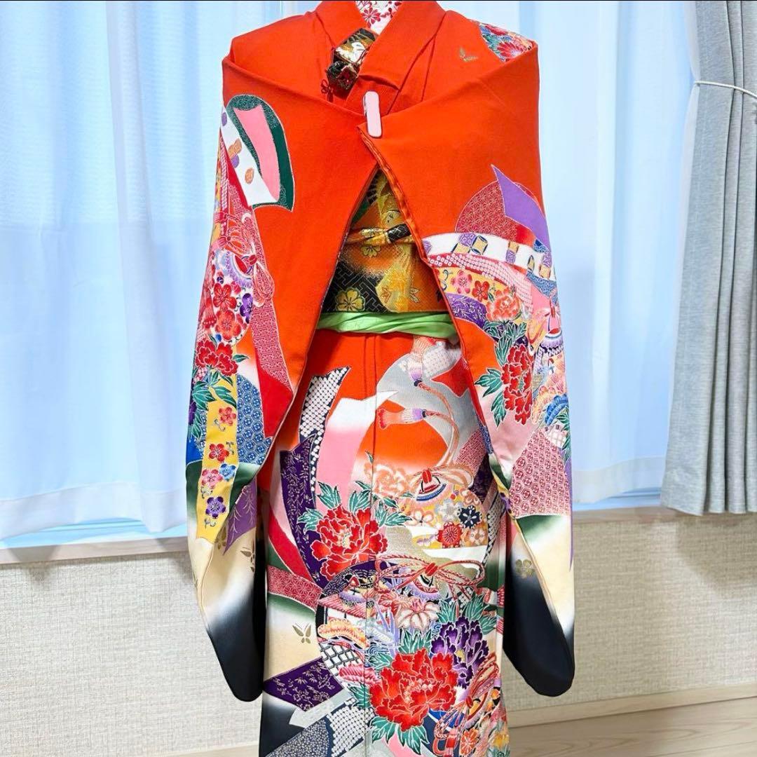 七五三 7歳 着物 長襦袢 作り帯 はこせこセット フルセット レトロ