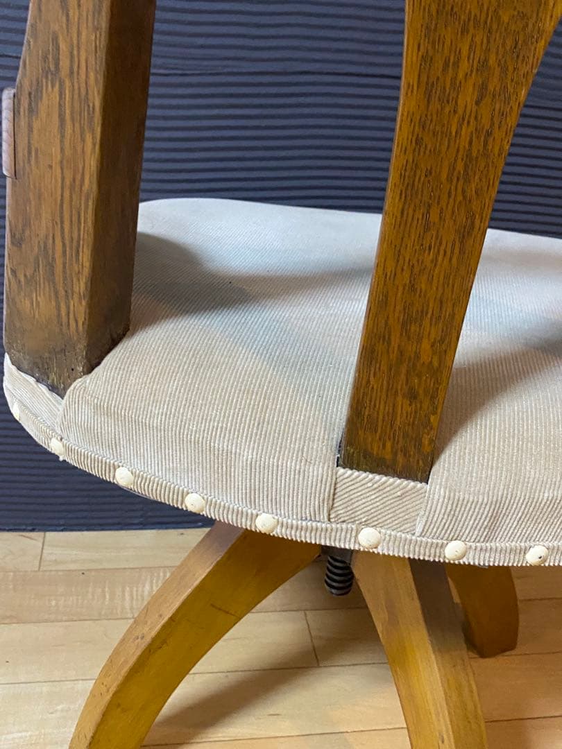 ウッドチェア　回転椅子　レトロモダン　1930〜40年代　日本製　昇降式