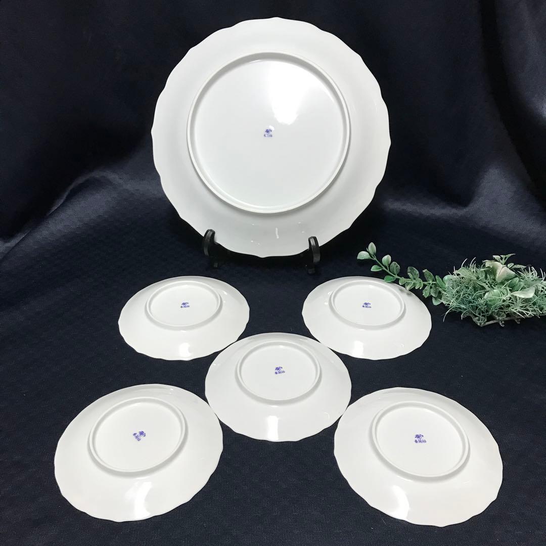 新品　香蘭社オーキッドレース　大皿30cm1枚15cm小皿5枚　箱入　上質ライン