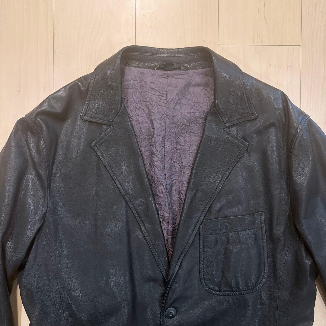 【新品】GIORGIO ARMANI 黒タグ レザーテーラードジャケット