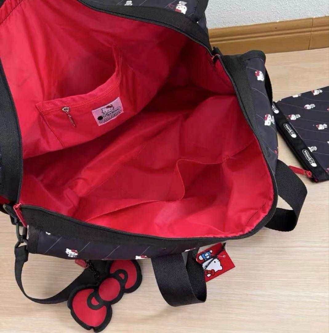 レスポートサック　ハローキティ　ボストンバッグ　旅行用バッグ　リボン& ポーチ