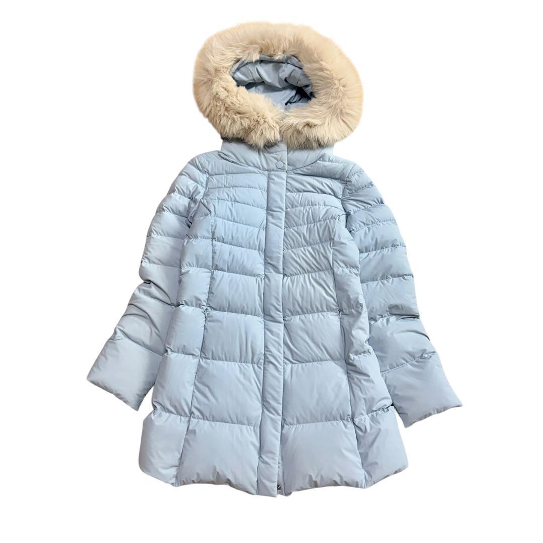 R*I様 良品 MaxMara ストレッチ ダウンコート水色 フーデット ファー