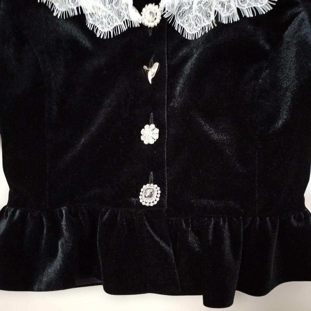 LILY BROWN　CANDY STOCK　レースカラービジューベロアブラウス