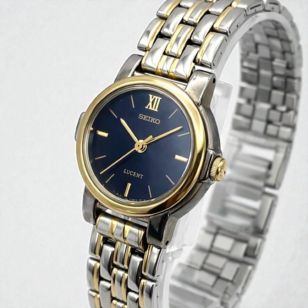 SEIKO LUCENT レディース腕時計 黒文字盤 ゴールドコンビ 稼働品