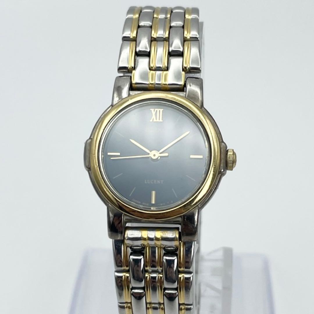 SEIKO LUCENT レディース腕時計 黒文字盤 ゴールドコンビ 稼働品
