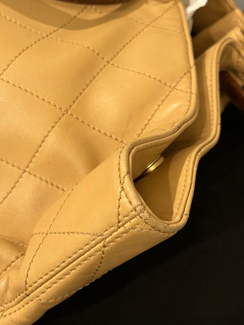 CHANEL 激レア マトラッセ ベージュ ウッドハンドル 袋 カード付