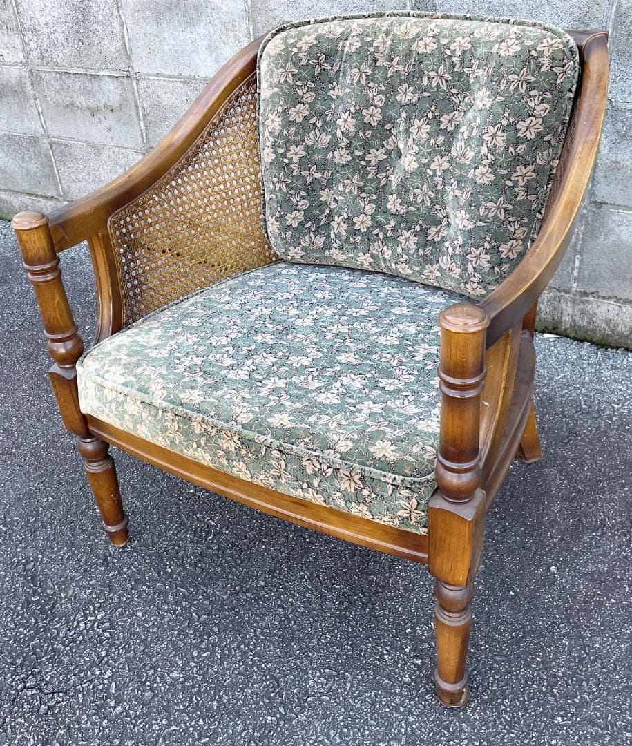 ★ カリモク コロニアル 一人掛け ソファ シングルソファ 古家具 昭和レトロ