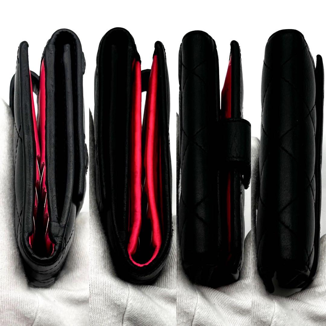 【極美品✨レア】シャネル CHANEL 財布 カンボンライン Wホック 二つ折