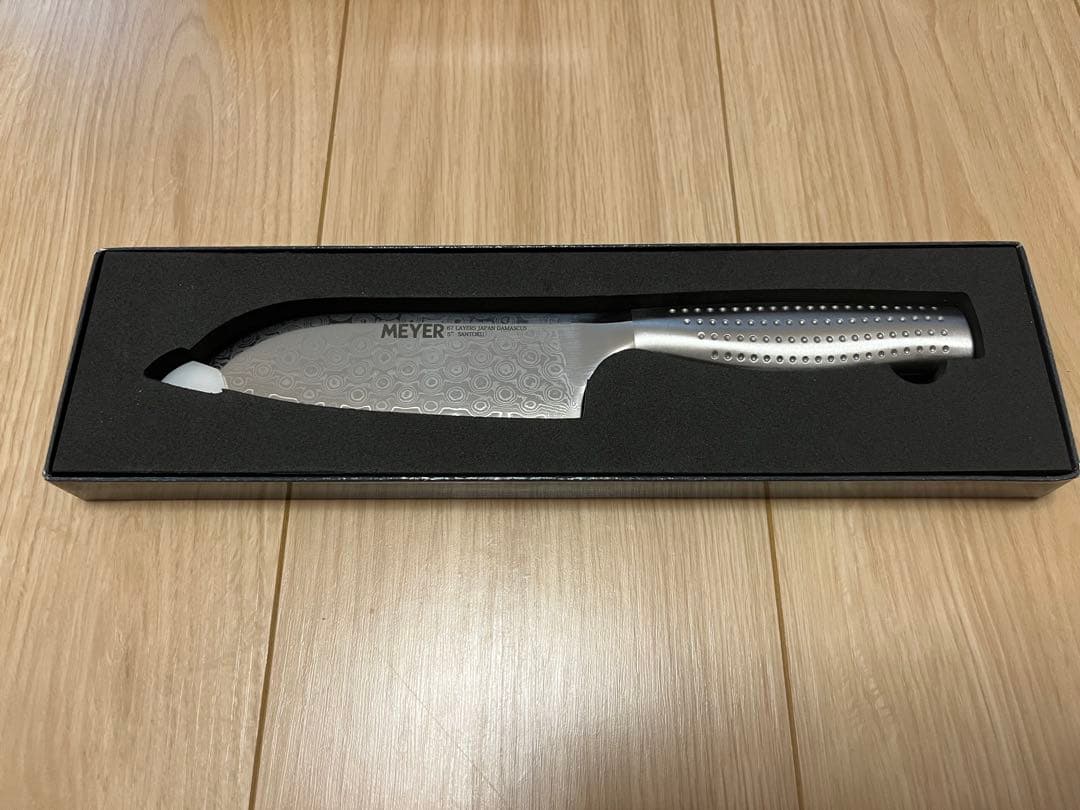 【新品】マイヤー 包丁ダマスカス三徳包丁＆ミニ三徳包丁&シャープナープラスセット