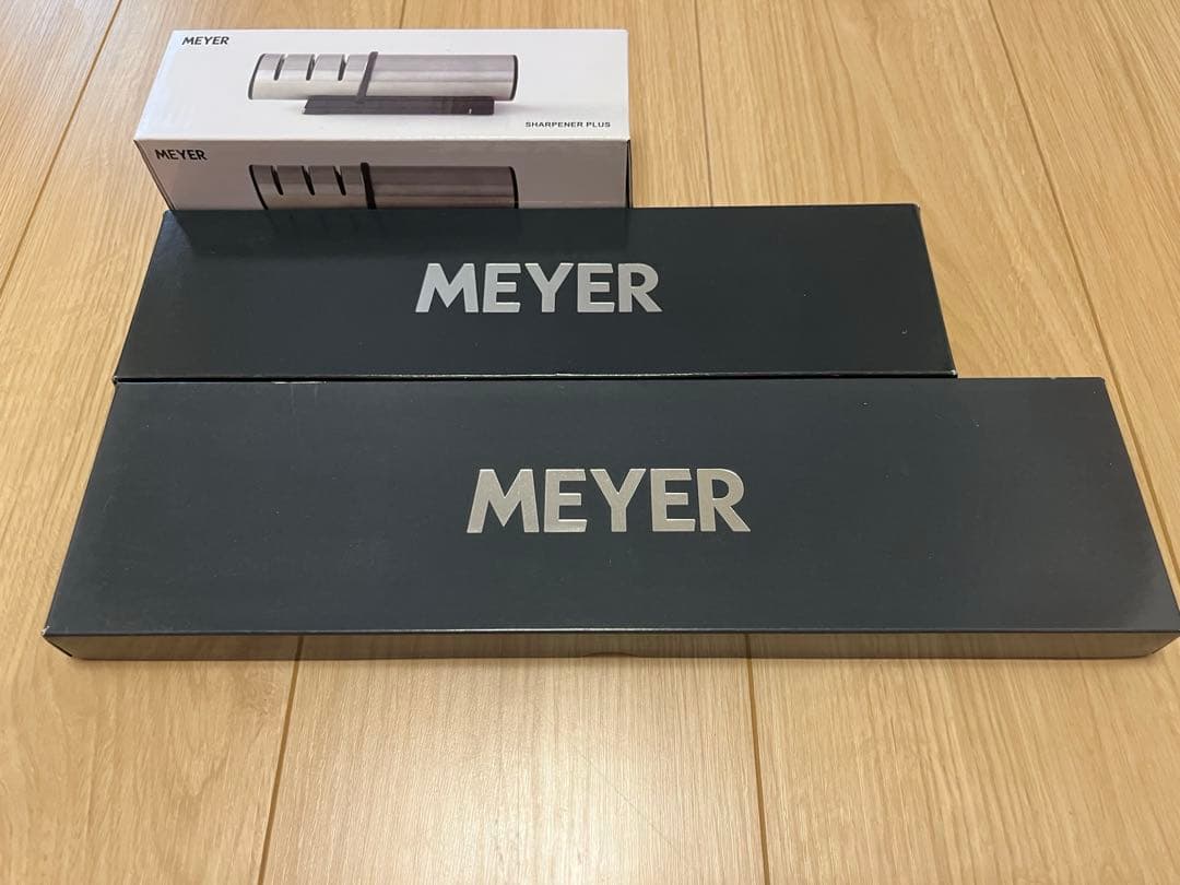 【新品】マイヤー 包丁ダマスカス三徳包丁＆ミニ三徳包丁&シャープナープラスセット