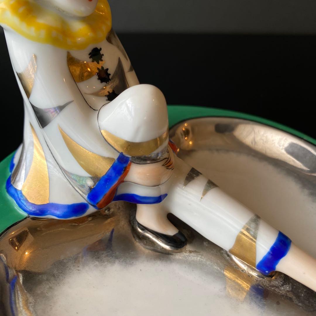 オールドノリタケ　ピエロ　アッシュトレイ　ピントレイ　アールデコ　ラスター彩