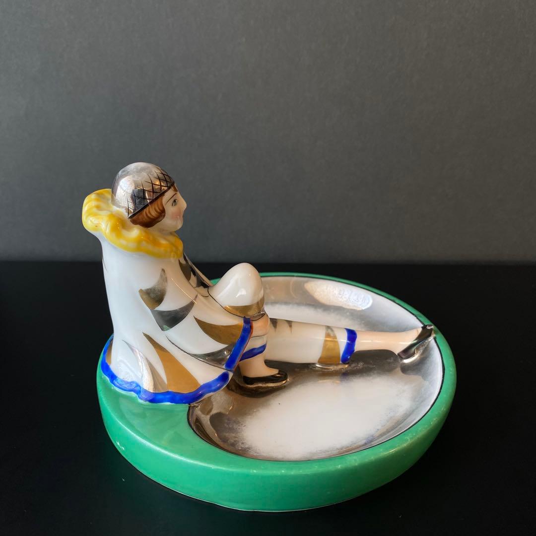 オールドノリタケ　ピエロ　アッシュトレイ　ピントレイ　アールデコ　ラスター彩