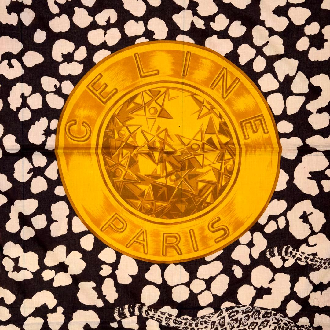 【美品】CELINE セリーヌ 豹柄 トリンオフ スカーフ133×133