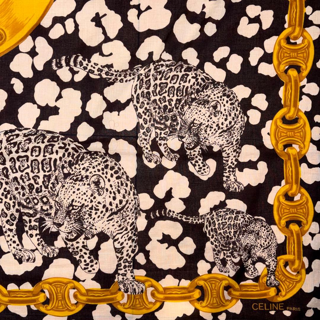 【美品】CELINE セリーヌ 豹柄 トリンオフ スカーフ133×133