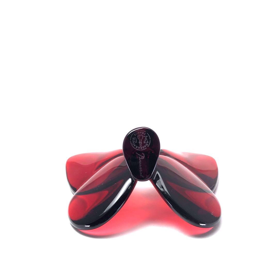 【美品】バカラ／ラッキーバタフライ クリスタル レッド／BC407