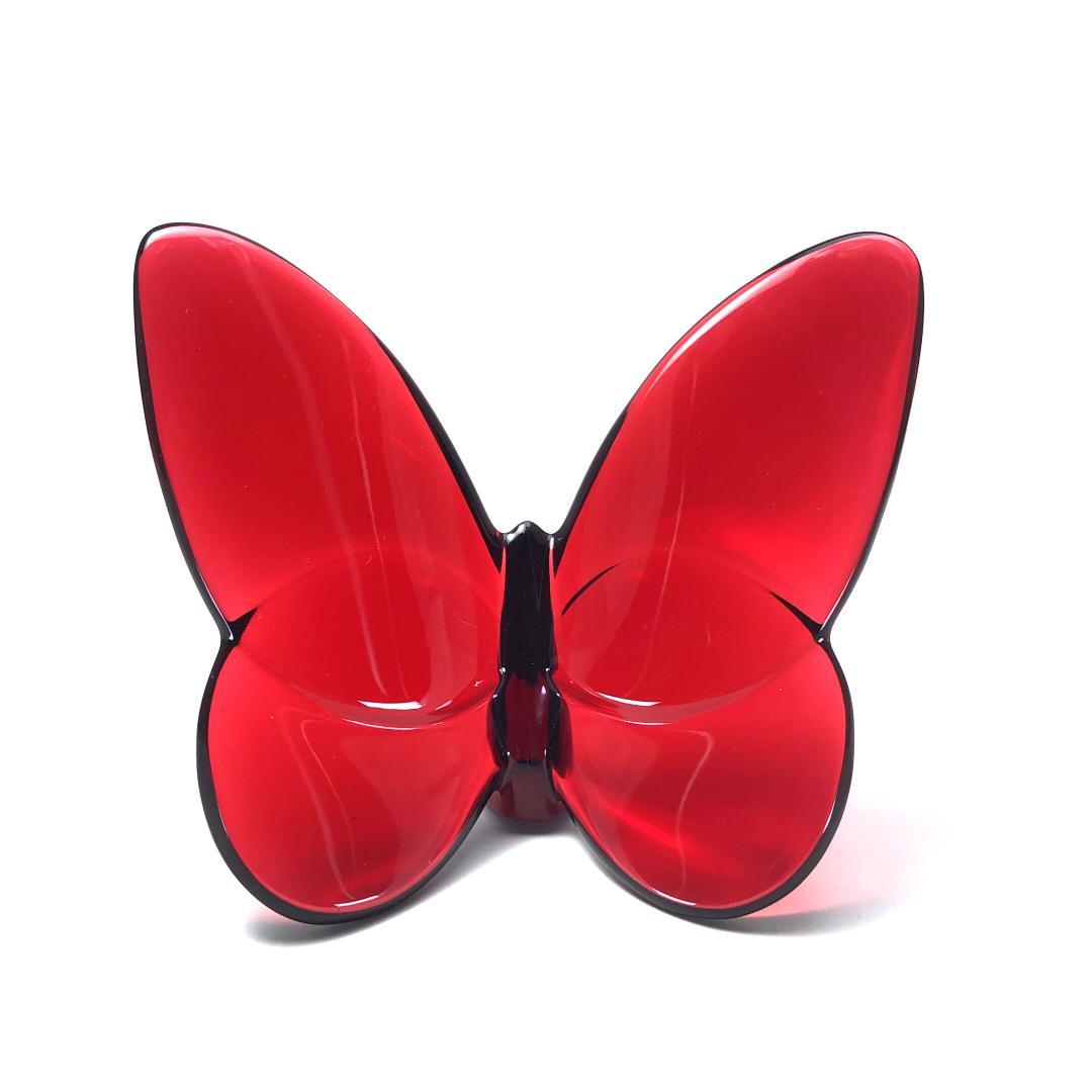 【美品】バカラ／ラッキーバタフライ クリスタル レッド／BC407