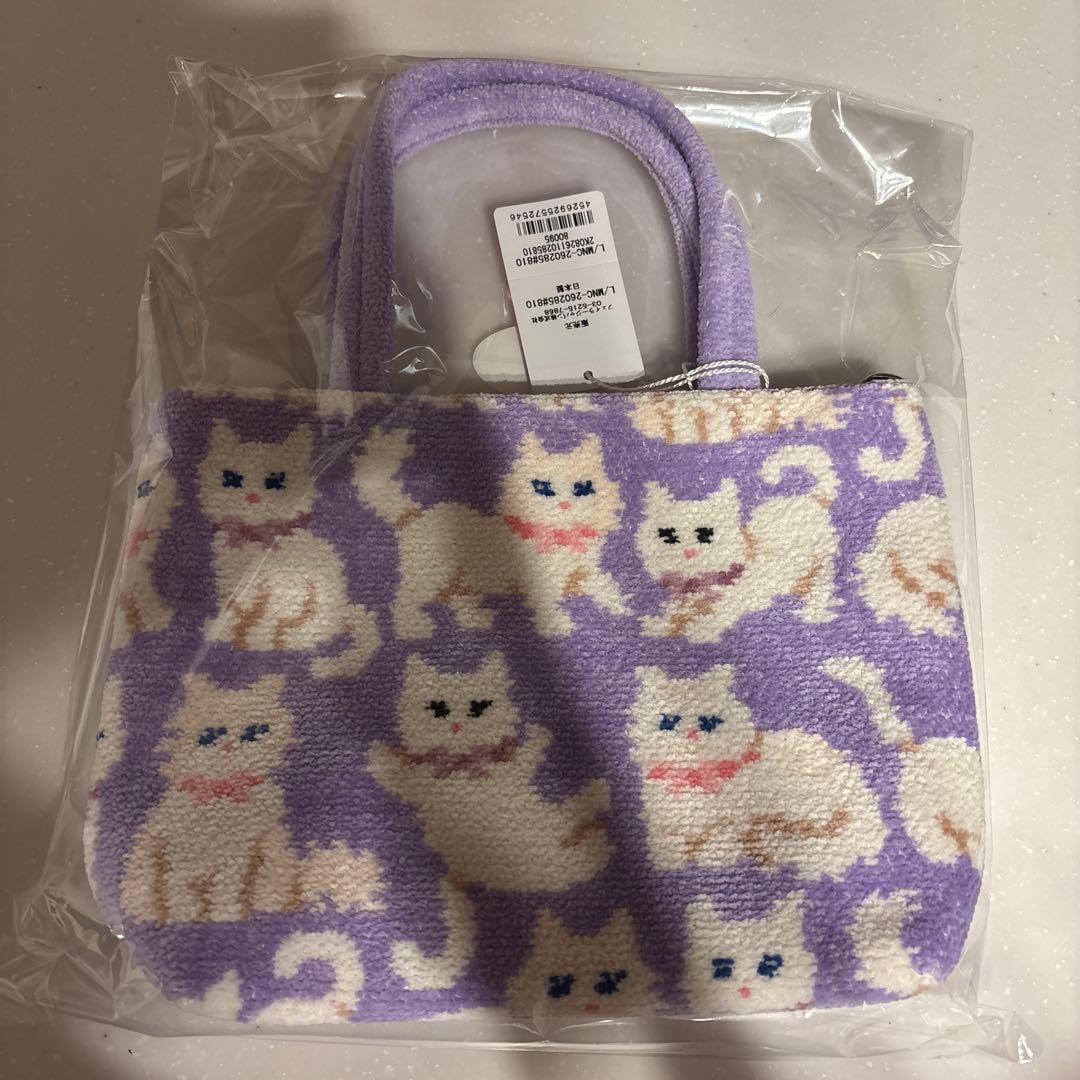 ラブラリーバイフェイラー モフモフネコチャントートバッグ パープル WEB限定