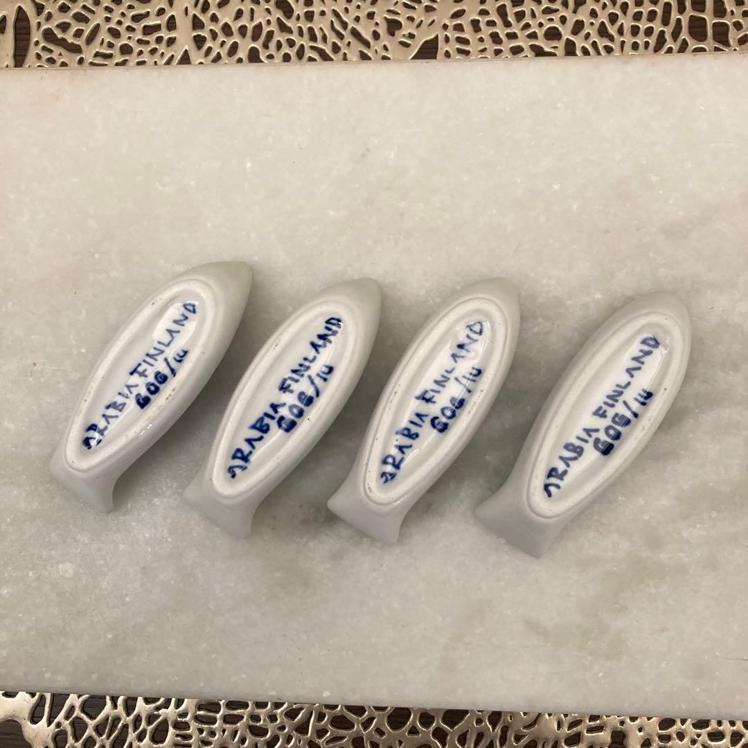 4個 ARABIA アラビア GOG 魚 fish 箸置き カトラリーレスト