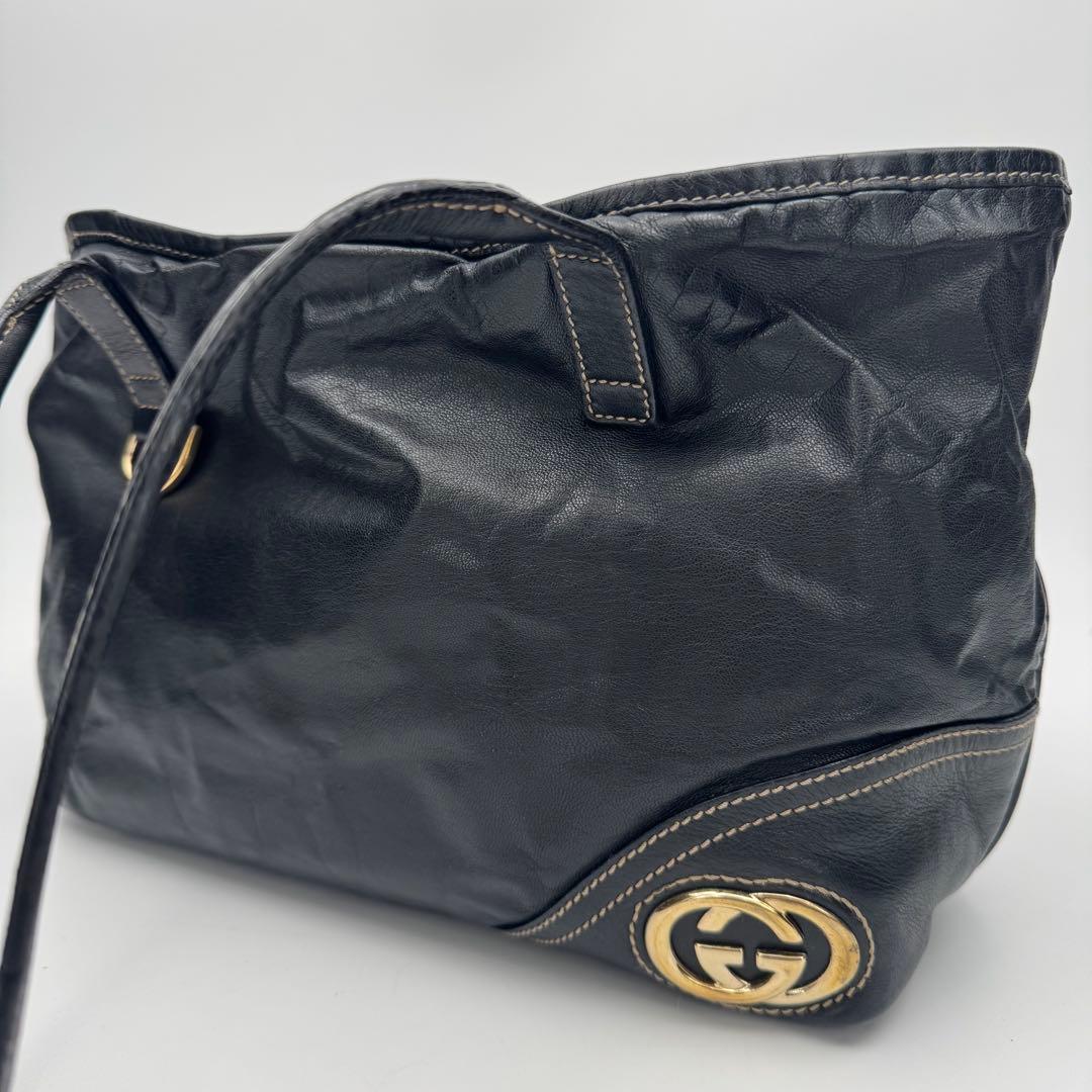 GUCCI グッチ ニューブリット レザー トートバッグ ショルダーバッグ 黒