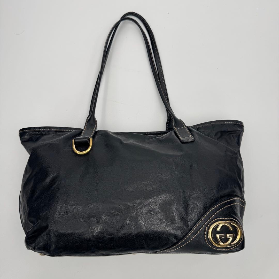 GUCCI グッチ ニューブリット レザー トートバッグ ショルダーバッグ 黒