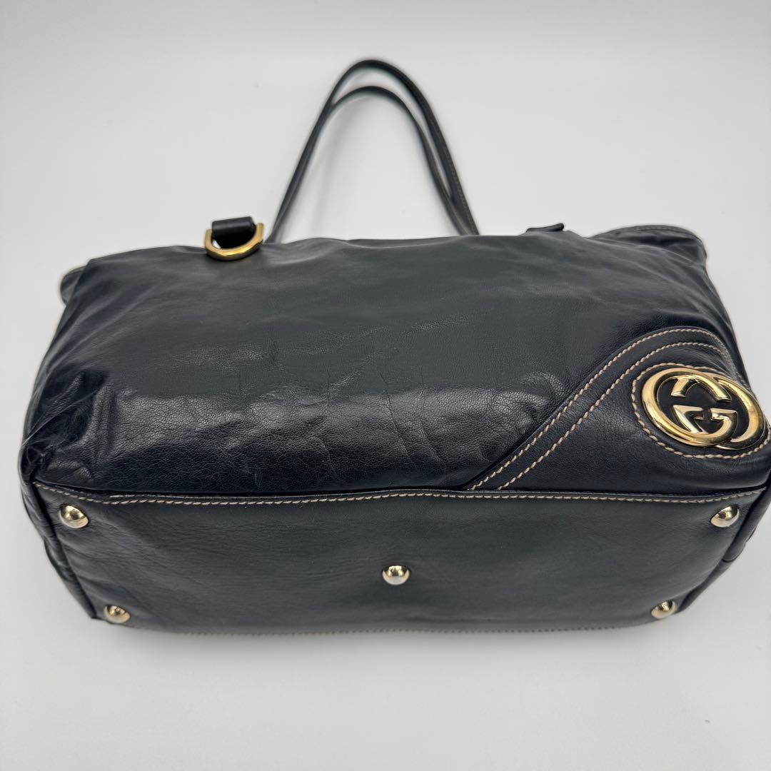 GUCCI グッチ ニューブリット レザー トートバッグ ショルダーバッグ 黒